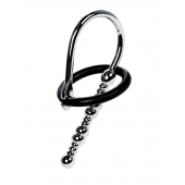 Серебристый уретральный плаг-бусины TOYFA Metal с мягким фиксириющим кольцом - ToyFa - купить с доставкой в Иваново