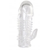 Прозрачная гелевая насадка с шипами и клиторальным отростком - 13 см. - Toyfa Basic - в Иваново купить с доставкой