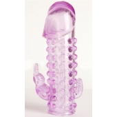 Закрытая фиолетовая насадка с 2 отростками - 13 см. - Toyfa Basic - в Иваново купить с доставкой