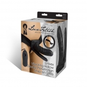 Полый страпон с двумя отростками и вибрацией Unisex Vibrating Hollow Strap-On Double Penetrating Dildo - 17,8 см. - Lux Fetish - купить с доставкой в Иваново