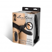 Чёрный полый страпон с вибрацией Unisex Vibrating Hollow Strap-On - 14 см. - Lux Fetish - купить с доставкой в Иваново