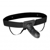 Чёрный полый страпон с вибрацией Unisex Vibrating Hollow Strap-On - 14 см. - Lux Fetish - купить с доставкой в Иваново