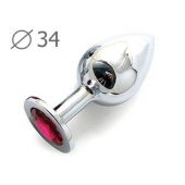 Коническая серебристая анальная втулка с малиновым кристаллом - 8,2 см. - Anal Jewelry Plug - купить с доставкой в Иваново
