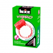 Розовое эрекционное виброкольцо Luxe VIBRO  Поцелуй стриптизёрши  + презерватив - Luxe - в Иваново купить с доставкой