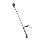 Черно-золотистый стек с хлопушкой из кожи - 62 см. - Sitabella - купить с доставкой в Иваново