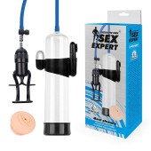 Прозрачная вакуумная вибропомпа Sex Expert с насадкой-вагиной - Sex Expert - в Иваново купить с доставкой