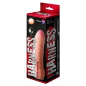 Телесная изогнутая насадка на Harness с коннектором BLACK LINE - 17 см. - LOVETOY (А-Полимер) - купить с доставкой в Иваново