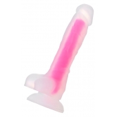Прозрачно-розовый фаллоимитатор, светящийся в темноте, Clark Glow - 22 см. - ToyFa купить с доставкой в интернет-магазине Orgasmix в Иваново Прозрачно-розовый фаллоимитатор, светящийся в темноте, Clark Glow - 22 см. - ToyFa