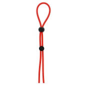 Красное лассо на пенис с двумя бусинами STRETCHY LASSO CAGE - Dream Toys - в Иваново купить с доставкой