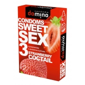 Презервативы для орального секса DOMINO Sweet Sex с ароматом клубничного коктейля  - 3 шт. - Domino - купить с доставкой в Иваново