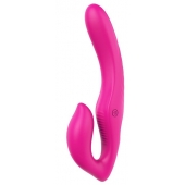 Ярко-розовый безремневой страпон REMOTE DOUBLE DIPPER - 22 см. - Dream Toys - купить с доставкой в Иваново