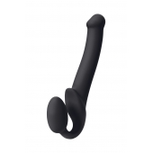 Черный безремневой страпон Silicone Bendable Strap-On M - Strap-on-me - купить с доставкой в Иваново