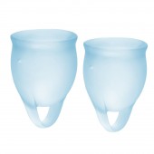 Набор голубых менструальных чаш Feel confident Menstrual Cup - Satisfyer - купить с доставкой в Иваново