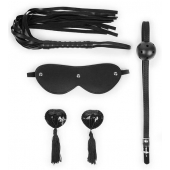Эротический набор в черном цвете: маска, кляп, пэстисы, плётка - Notabu - купить с доставкой в Иваново Эротический набор в черном цвете: маска, кляп, пэстисы, плётка - Notabu - купить с доставкой в Иваново