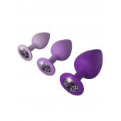 Набор из 3 фиолетовых анальных пробок со стразами Little Gems Trainer Set - Pipedream - купить с доставкой в Иваново