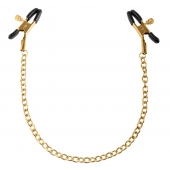 Чёрные с золотом зажимы на соски Gold Chain Nipple Clamps - Pipedream - купить с доставкой в Иваново