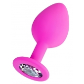 Розовая анальная втулка Brilliant с прозрачным кристаллом - 8 см. - ToyFa - купить с доставкой в Иваново