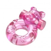 Розовое эрекционное виброкольцо на пенис Pink Bear - Baile - в Иваново купить с доставкой