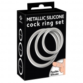 Набор из 3 эрекционных колец под металл Metallic Silicone Cock Ring Set - Orion - в Иваново купить с доставкой