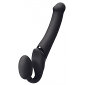 Черный безремневой вибрострапон Silicone Bendable Strap-On M - Strap-on-me - купить с доставкой в Иваново