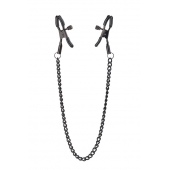 Черные зажимы на соски на цепочке BLAZE DELUXE NIPPLE CLAMPS - Dream Toys - купить с доставкой в Иваново