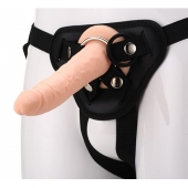 Телесный страпон на черных трусиках STRAP ON REAL DILDO - 20 см. - Dream Toys - купить с доставкой в Иваново
