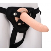 Телесный страпон на черных трусиках STRAP ON REAL DILDO - 20 см. - Dream Toys - купить с доставкой в Иваново