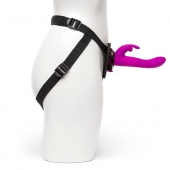 Лиловый страпон Rechargeable Vibrating Strap-On Harness Set - 17,6 см. - Happy Rabbit - купить с доставкой в Иваново