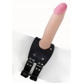 Черный узкий пояс на бедро с телесной насадкой - LOVETOY (А-Полимер) - купить с доставкой в Иваново