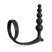 Черная анальная цепочка с эрекционным кольцом Ass-gasm Cockring Anal Beads - Pipedream - в Иваново купить с доставкой