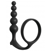Черная анальная цепочка с эрекционным кольцом Ass-gasm Cockring Anal Beads - Pipedream - в Иваново купить с доставкой