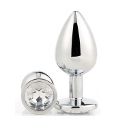 Серебристая анальная втулка с прозрачным кристаллом - 7,1 см. - Dream Toys - купить с доставкой в Иваново