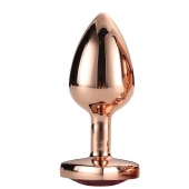 Золотистая анальная втулка с кристаллом-сердечком розового цвета - 7,1 см. - Dream Toys - купить с доставкой в Иваново