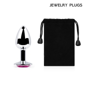 Серебристая анальная пробка с малиновым кристаллом - 7,2 см. - Anal Jewelry Plug - купить с доставкой в Иваново