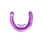 Фиолетовый двухсторонний фаллоимитатор с вибропулей - 35 см. - Toyfa Basic купить с доставкой в интернет-магазине Orgasmix в Иваново Фиолетовый двухсторонний фаллоимитатор с вибропулей - 35 см. - Toyfa Basic