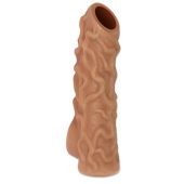 Телесная насадка с венками и открытой головкой Nude Sleeve M - 12 см. - KOKOS - в Иваново купить с доставкой
