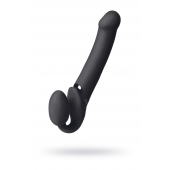 Черный безремневой вибрострапон Vibrating Bendable Strap-On L - Strap-on-me - купить с доставкой в Иваново