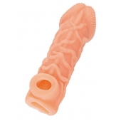 Телесная закрытая насадка с венками Cock Sleeve Size S - 13,8 см. - KOKOS - в Иваново купить с доставкой