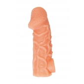Телесная закрытая насадка с венками Cock Sleeve Size L - 17,6 см. - KOKOS - в Иваново купить с доставкой