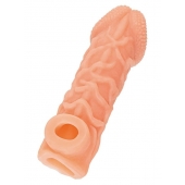 Телесная закрытая насадка с венками Cock Sleeve Size L - 17,6 см. - KOKOS - в Иваново купить с доставкой