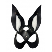Черная маска зайки с белым мехом на ушках Miss Bunny - БДСМ Арсенал - купить с доставкой в Иваново