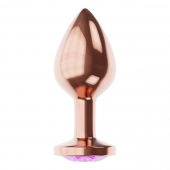 Пробка цвета розового золота с фиолетовым кристаллом Diamond Amethyst Shine S - 7,2 см. - Lola Games - купить с доставкой в Иваново