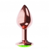 Пробка цвета розового золота с лаймовым кристаллом Diamond Emerald Shine S - 7,2 см. - Lola Games - купить с доставкой в Иваново