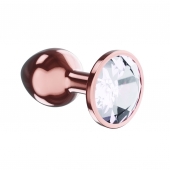 Пробка цвета розового золота с прозрачным кристаллом Diamond Moonstone Shine L - 8,3 см. - Lola Games - купить с доставкой в Иваново