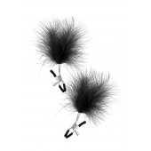 Зажимы на соски с черными пуховыми кисточками Sweet Caress Feather Nipple Clumps - Sweet Caress - купить с доставкой в Иваново