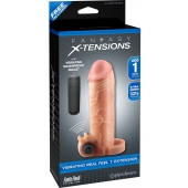 Телесная вибронасадка с кольцом  Vibrating Real Feel 1 Extension - 14 см. - Pipedream - в Иваново купить с доставкой
