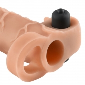 Телесная вибронасадка с кольцом Vibrating Real Feel 2 Extension - 16 см. - Pipedream - в Иваново купить с доставкой