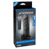 Чёрная вибронасадка с кольцом Vibrating Real Feel 2 Extension - 16 см. - Pipedream - в Иваново купить с доставкой