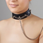 Чёрный ошейник из натуральной кожи - Sitabella - купить с доставкой в Иваново