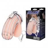 Серебристая металлическая клетка с анальным стимулятором Cock Cage - BlueLine - купить с доставкой в Иваново